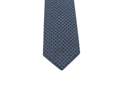 Blue Checkered Silk Blend Tie