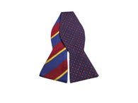 Blue Striped & Florette Reversible Bow Tie - Fine and Dandy
