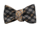 Tan Check Reversible Bow Tie - Fine and Dandy