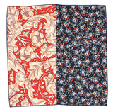 Orange & Navy Floral Panelled Pocket Square - Fine And Dandy