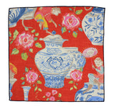 Red Chinoiserie Cotton Pocket Square - Fine And Dandy