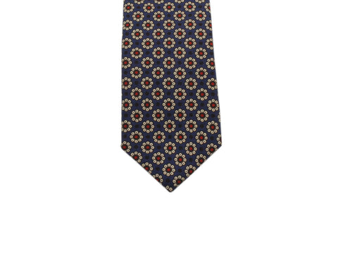 Navy & Burgundy Florette Silk Tie - Fine And Dandy