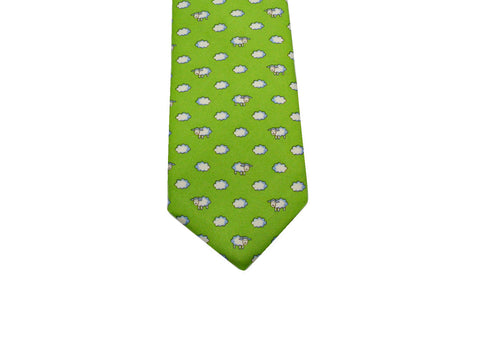 Green Sheep In The Clouds Silk Tie - Fine And Dandy