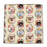 Floral Dog Portraits Cotton Pocket Square - Fine And Dandy