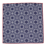 Navy Bandana Print Cotton Pocket Square