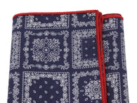 Navy Bandana Print Cotton Pocket Square