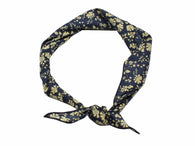 Navy & Beige Floral Cotton Neckerchief - Fine And Dandy