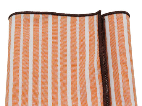Peach Striped Cotton Pocket Square - Fine And Dandy