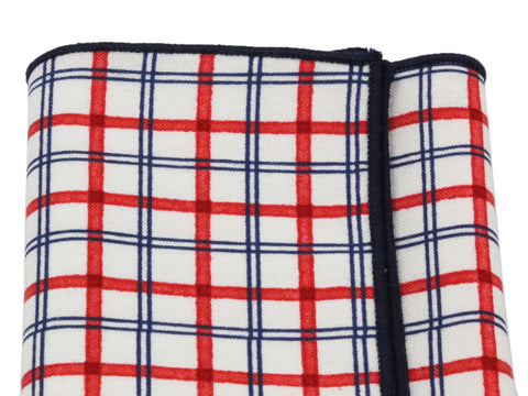 Red Check Cotton Pocket Square - Fine And Dandy