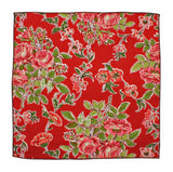 Red Floral Cotton Pocket Square - Fine And Dandy