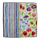 Watercolor Floral & Striped Panelled Pocket Square - Fine And Dandy