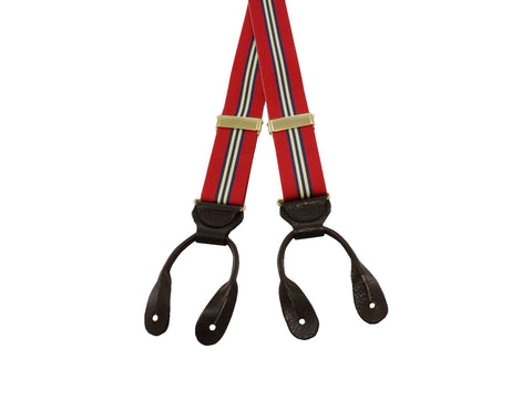 Red, Yellow & Navy Striped Suspenders - Fine and Dandy