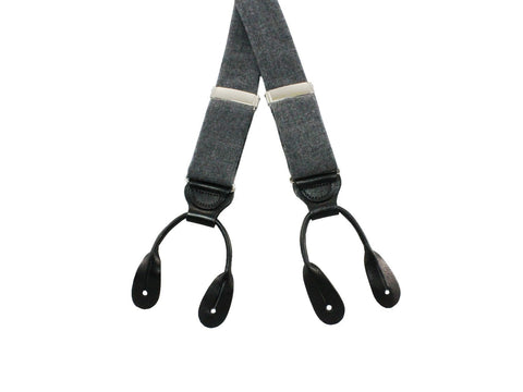 Heather Grey Wool Suspenders - Fine and Dandy