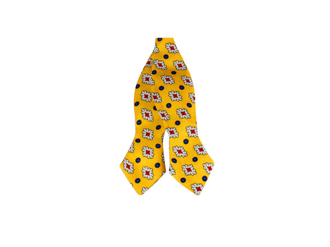 Yellow Patterned Silk Bow Tie - Fine and Dandy