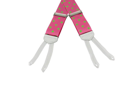 Pink Polka Dot Grosgrain Suspenders - Fine and Dandy