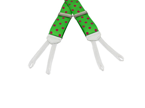 Green Polka Dot Grosgrain Suspenders - Fine and Dandy
