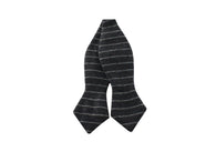 Black Chalk Striped Wool Bow Tie - Fine and Dandy