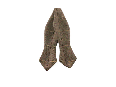 Taupe Herringbone Wool Bow Tie - Fine and Dandy