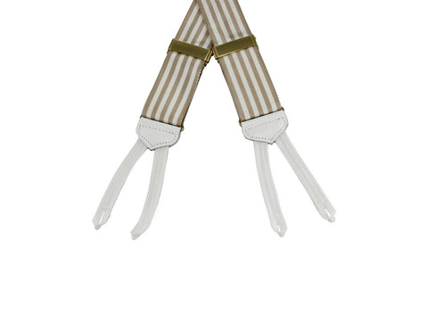 Tan Striped Grosgrain Suspenders - Fine and Dandy