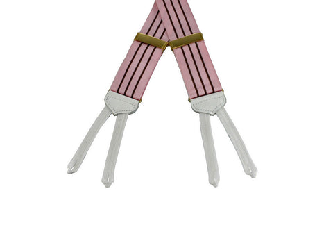 Pink Striped Grosgrain Suspenders - Fine and Dandy
