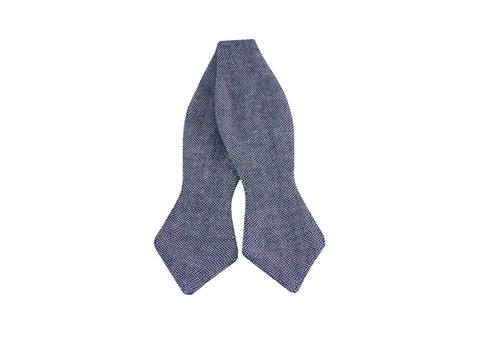 Navy Herringbone Wool Bow Tie