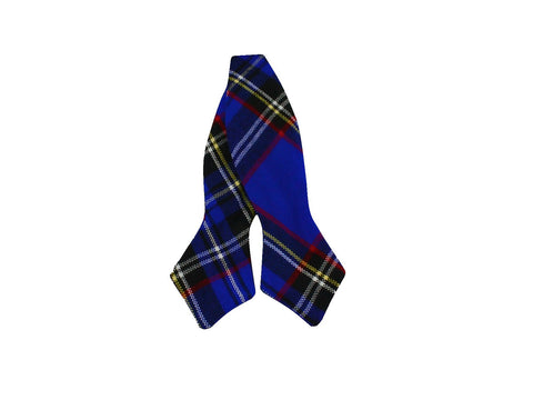 Royal Blue Tartan Wool Bow Tie - Fine and Dandy