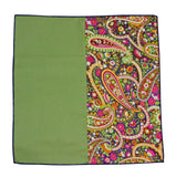Green Paisley Panelled Pocket Square - Fine and Dandy