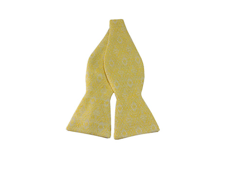 Canary Yellow Brocade Cotton Bow Tie - Fine and Dandy