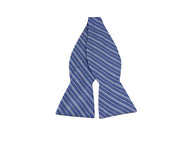 Blue Striped Cotton Bow Tie - Fine and Dandy