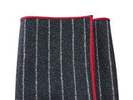 Black Chalk Striped Wool Pocket Square - Fine And Dandy