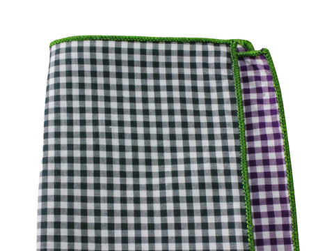 Black & Purple Gingham Panelled Pocket Square - Fine And Dandy