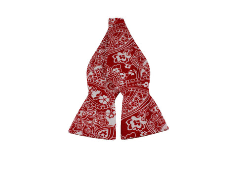 Red Floral Seersucker Bow Tie - Fine And Dandy