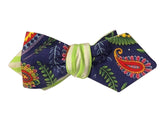 Paisley & Neon Striped Reversible Bow Tie