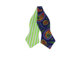 Paisley & Neon Striped Reversible Bow Tie - Fine And Dandy