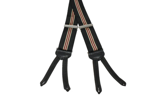 Black & Burgundy Striped Grosgrain Suspenders - Fine And Dandy