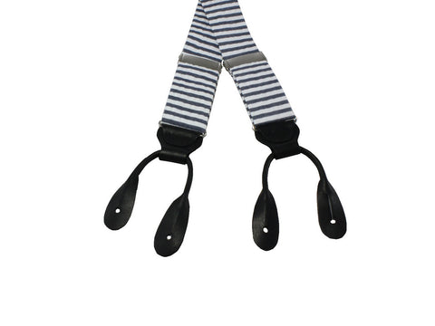 Blue Seersucker Suspenders - Fine and Dandy