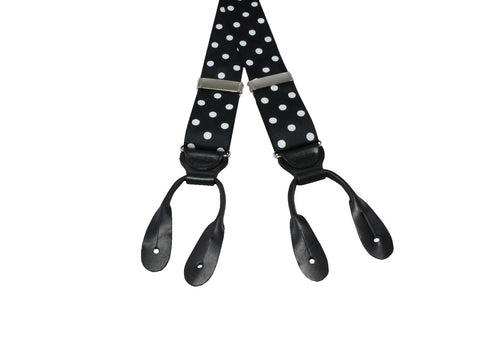Black & White Polka Dot Grosgrain Suspenders - Fine And Dandy