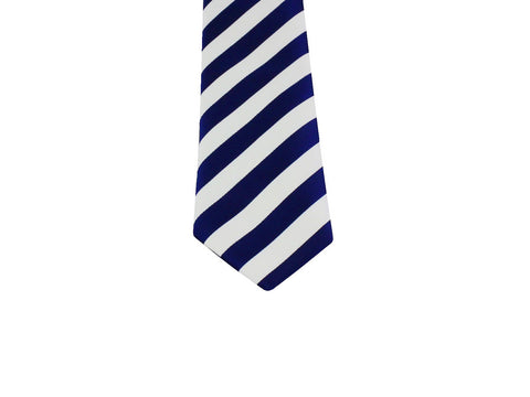 Blue & White Striped Silk Tie - Fine and Dandy