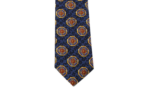 Blue Medallion Silk Tie - Fine and Dandy
