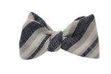 Washed Striped Linen Bow Tie