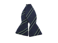 Navy & Green Striped Cashmere Bow Tie - Fine And Dandy