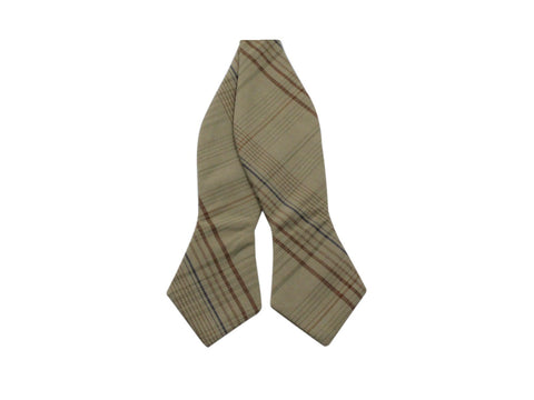 Tan Plaid Cotton Bow Tie - Fine and Dandy