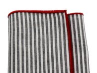 Charcoal Striped Cotton Pocket Square - Fine And Dandy