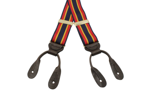 Navy & Red Grosgrain Suspenders - Fine And Dandy