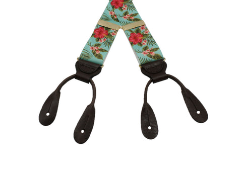 Tropical Floral Grosgrain Suspenders - Fine And Dandy