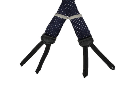 Navy Pin Dot Suspenders - Fine And Dandy