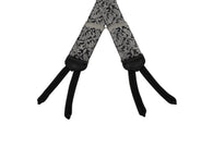 Silver & Black Floral Suspenders - Fine And Dandy