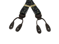 Navy Paisley Elastic Suspenders - Fine And Dandy