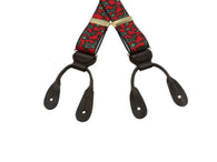 Red Paisley Elastic Suspenders - Fine and Dandy