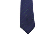 Navy & Green Striped Wool Tie - Fine And Dandy